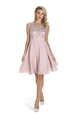 Upea kellohelmainen  roosanvärinen sifonkimekko La Sensen mallistosta