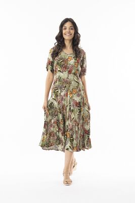 Orientique vaaleanvihreä kuviollinen kesämekko