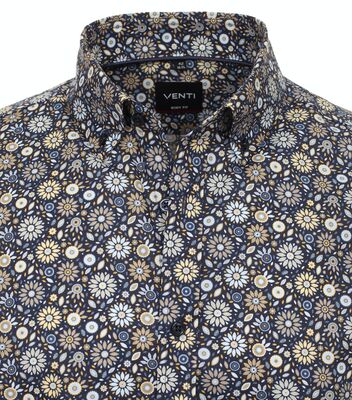 Venti kukkakuvioinen body fit kauluspaita