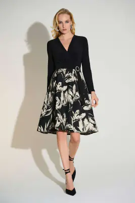 Joseph Ribkoff mustabeige pitkähihainen juhlamekko