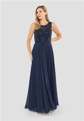 Swing tummansininen pitkä juhlapuku