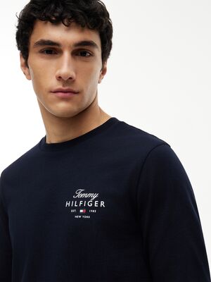 Tommy Hilfiger tummansininen pitkähihainen t-paita