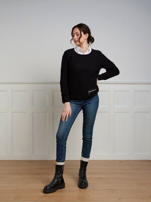 Skovhuus musta puuvillaneule