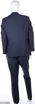 Turo tumma siniharmaa raidallinen puku