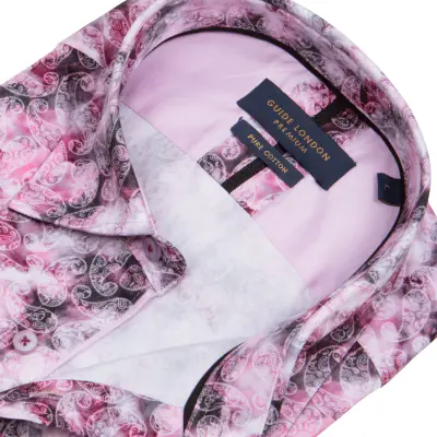 Guide London kuviollinen pinkki slim fit paita