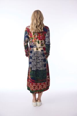 Orientique värikäs pitkähihainen jerseymekko