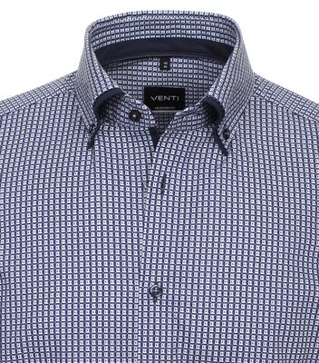 Venti sinikuvioinen modern fit lyhythihainen kauluspaita