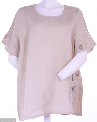 Curvee plus size beigensävyinen pellava tunika