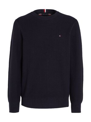 Tommy Hilfiger tummansininen kuviollinen puuvillaneule