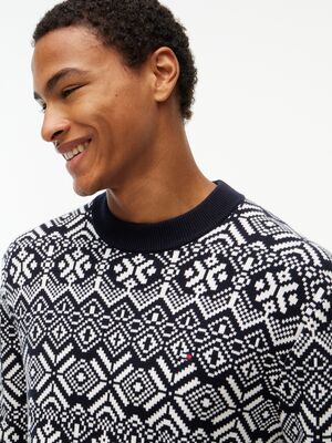 Tommy HIlfiger sinivalkokuvioinen puuvillaneule