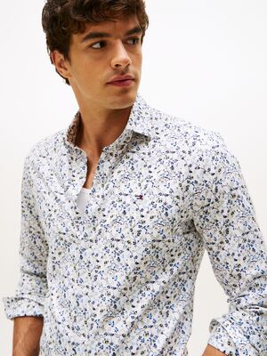 Tommy Hilfiger valkoinen kukkakuvioinen slim fit kauluspaita