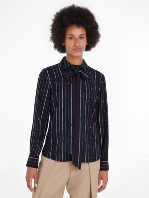 Tommy Hilfiger tummansininen paitapusero rusettikauluksella