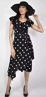 Frank lyman musta juhlamekko valkoisilla pilkuilla