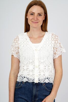 M.X.O luonnovalkoinen lyhyt pitsijakku