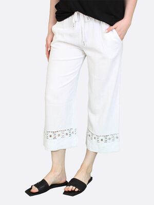 Lea H vajaamittaiset valkoiset pellavahousut