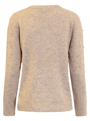 Signature beige pehmeä neulepusero helmisomisteilla