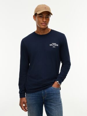 Tommy Hilfiger tummansininen pitkähihainen t-paita