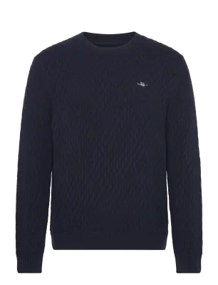 Gant  tummansininen puuvillainen kuvioneule