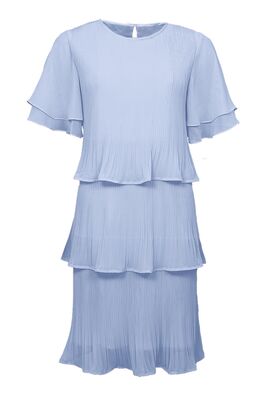 STI vaaleansininen pliseerattu frillamekko