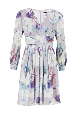 Swing kukkakuvioinen pitkähihainen juhlamekko