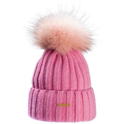 Starling pinkki neulepipo tupsulla