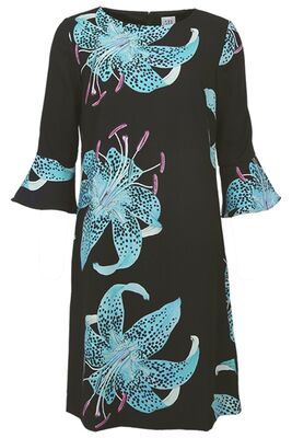 STI musta turkoosikukallinen juhlamekko