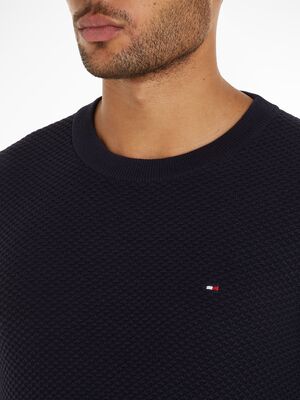 Tommy Hilfiger tummansininen kuviollinen puuvillaneule