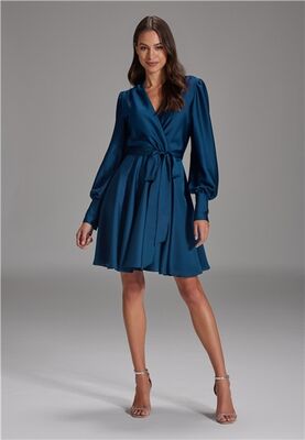 Swing sininen kellohelmainen satiini mekko