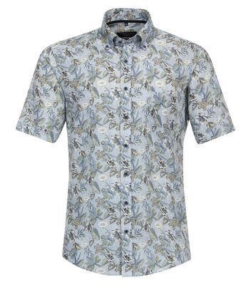 Casamoda sinikuviollinen casual fit pellavasekoitepaita