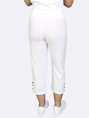 Lea H valkoiset vajaamittaiset pellava housut