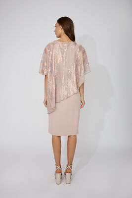 Frank Lyman vanhan roosan sävyinen juhlamekko poncholla