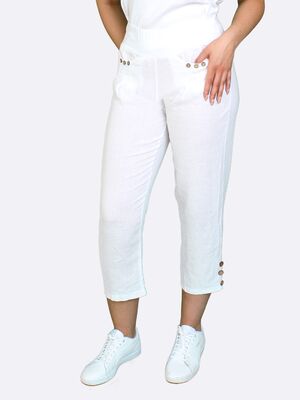 Lea H valkoiset vajaamittaiset pellava housut