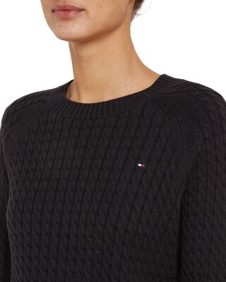 Tommy Hilfiger musta palmikkoneulepusero