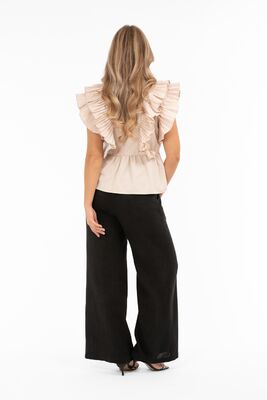 Capri Collection shampanjan sävyinen peplum-helmainen röyhelöpusero