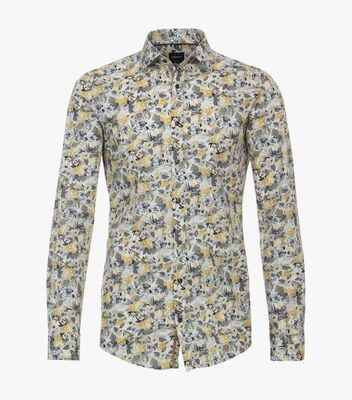 Venti keltakuvioinen slim fit kauluspaita