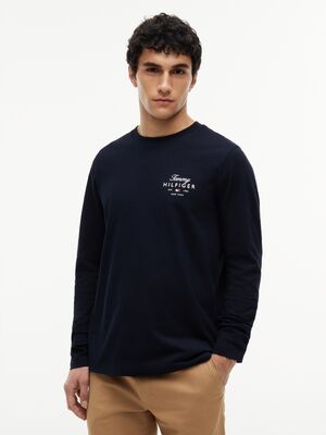 Tommy Hilfiger tummansininen pitkähihainen t-paita