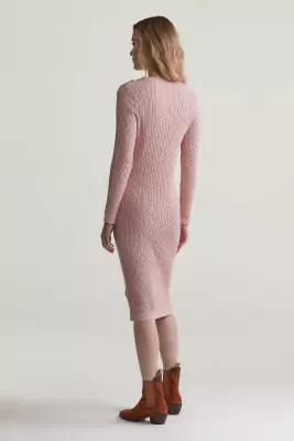 Gant vaaleanpunainen palmikkoneulemekko