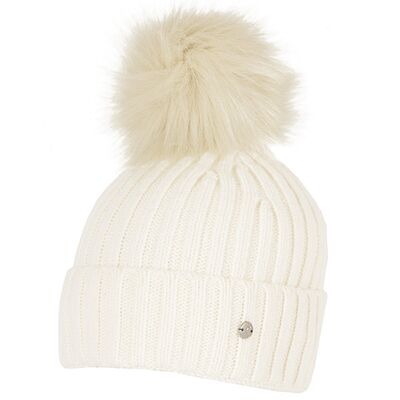 Salon luonnonvalkoinen neulepipo tupsulla