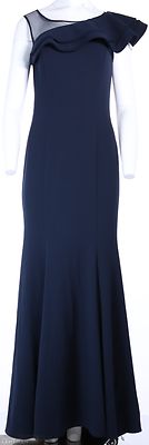 Tummansininen pitkä merenneitolinjainen juhlamekko Frank Lymanilta.