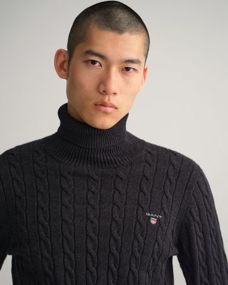 Gant tummanharmaa palmikkopooloneule