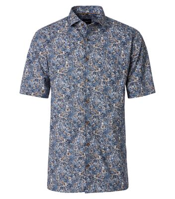 Venti sinikuvioinen lyhythihainen modern fit kauluspaita