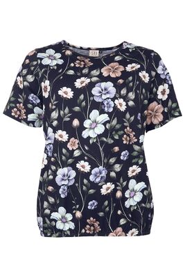 STI sininen kukkakuvioinen trikoopusero