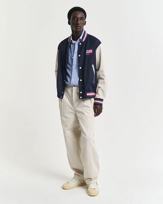 Gant siniraidallinen regular fit lyhythihainen puuvilla-pellavapaita