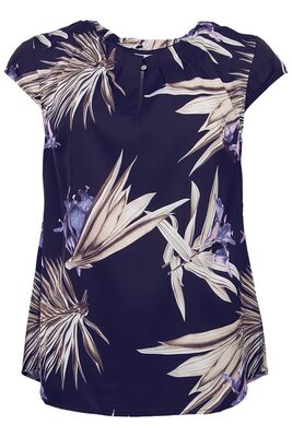 STI tummansininen kukkakuvioinen satiinitoppi