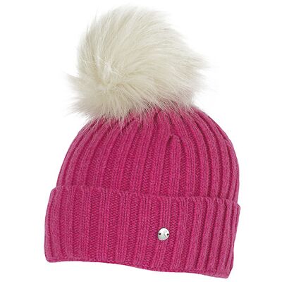 Salon pinkki neulepipo tupsulla