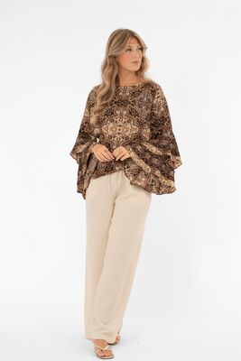 Capri Collection paisley-kuosinen röyhelöhihainen pusero