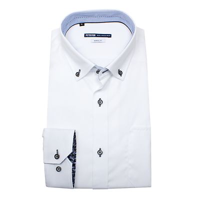 Petrifun valkoinen paita tummilla napeilla regular fit mitoitus