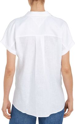 Tommy Hilfiger luonnonvalkoinen lyhythihainen pellavapaita