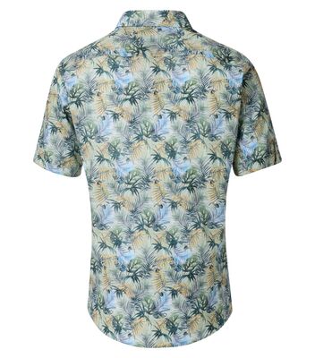 Casamoda vihreäkuosinen casual fit lyhythihainen kauluspaita