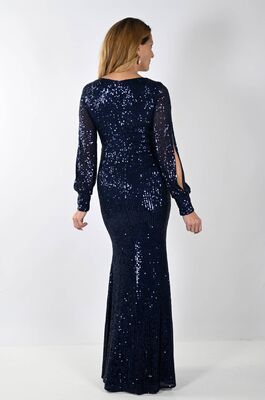 Frank Lyman pitkä tummansininen juhlamekko